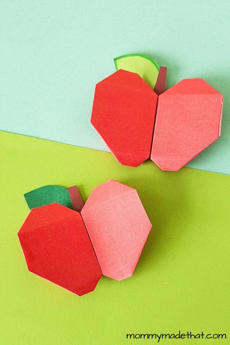 origami apples fall kids craft idea