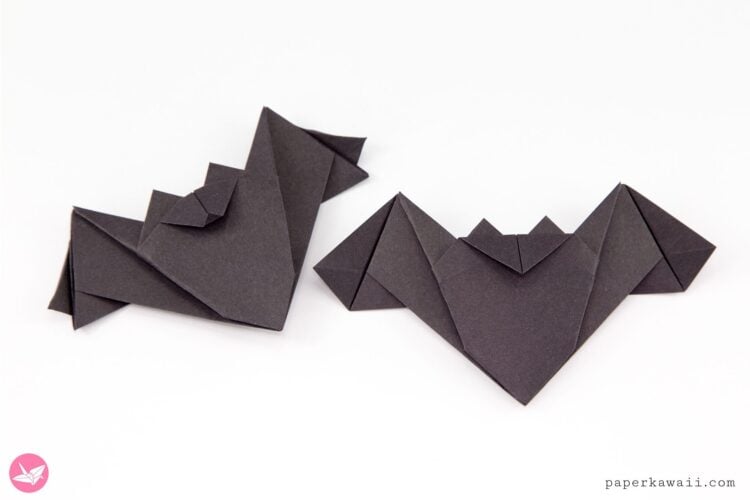 two black origami bats easy halloween craft