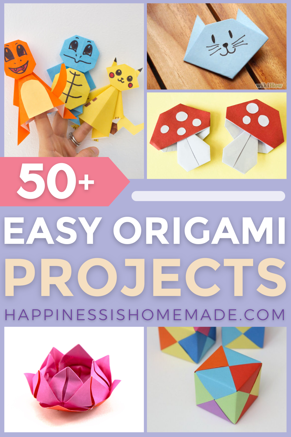 50+ easy origami projects pin graphic