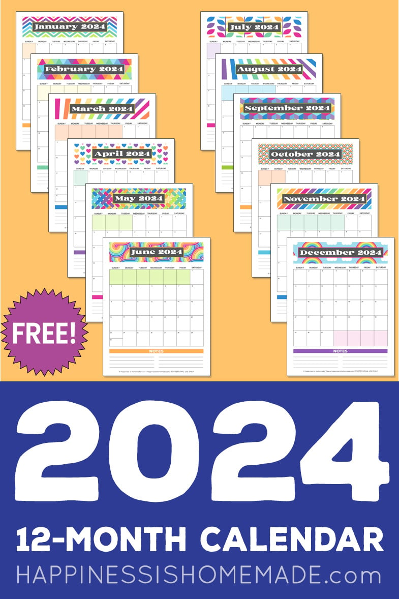 Free Printable Monthly Calendar 2024