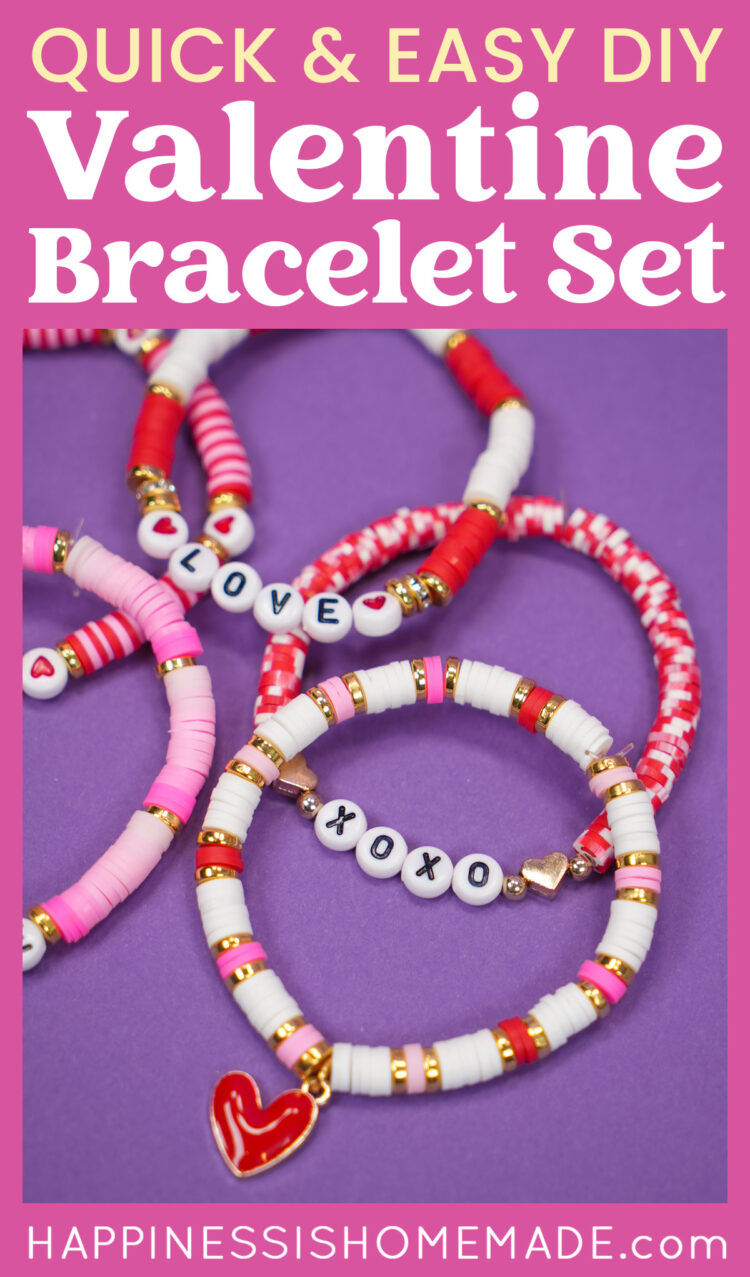 "Quick & Easy DIY Valentine Bracelet Set" graphic for Pinterest