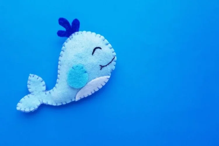 blue felt whale diy plushie