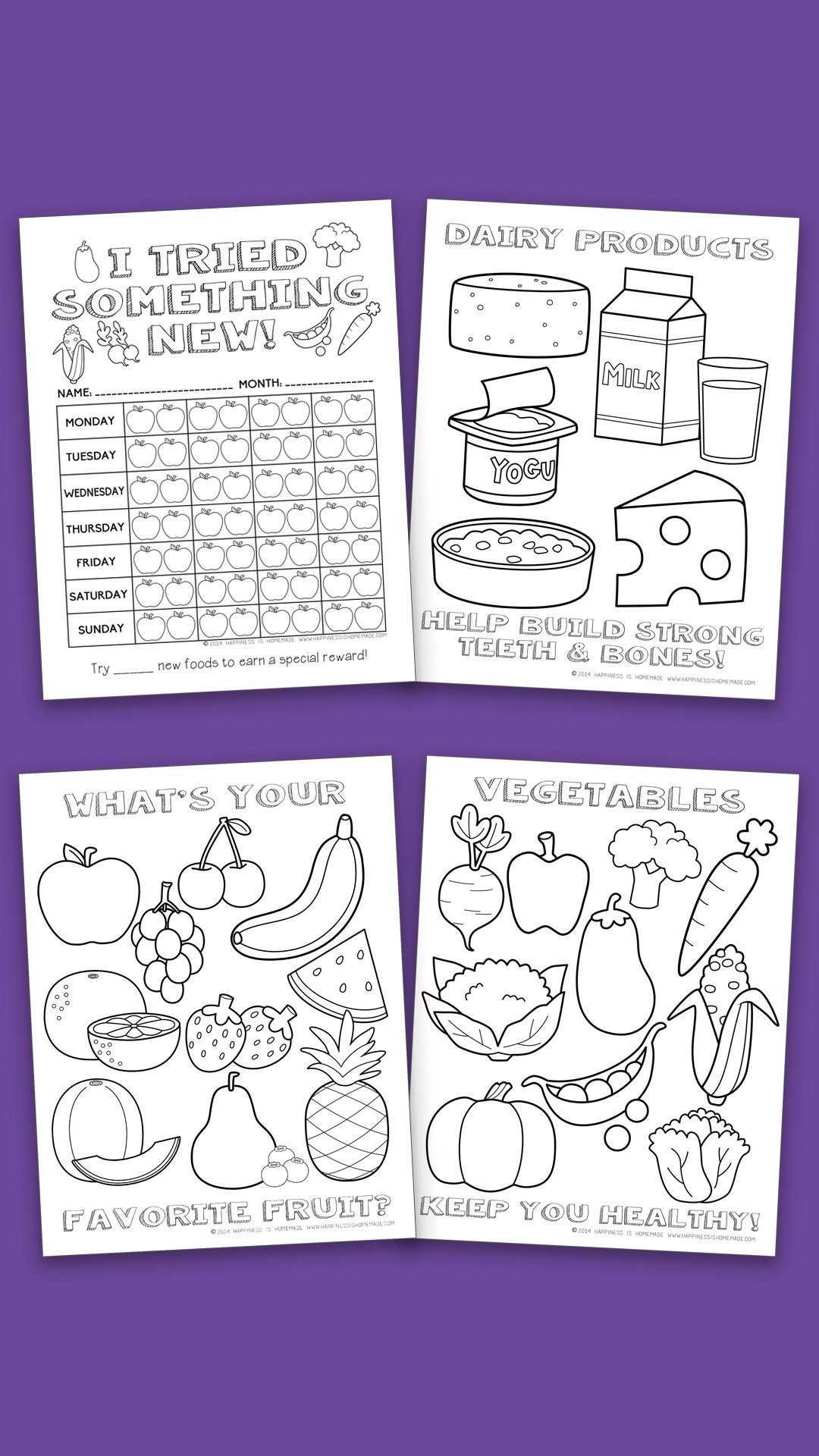 Printable Healthy Eating Chart & Coloring Pages