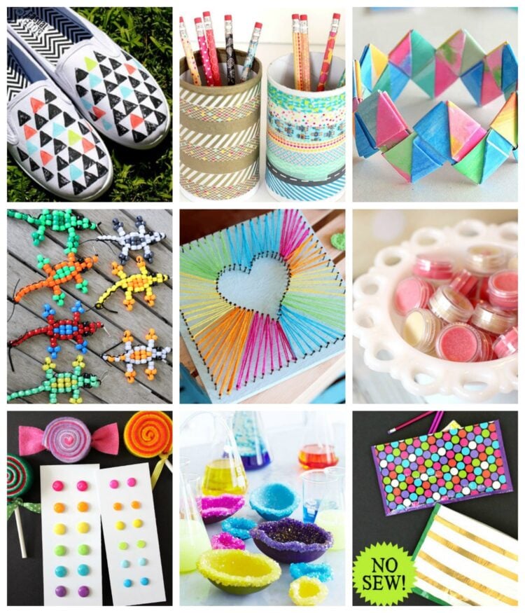 Collage of easy teen and tween craft ideas