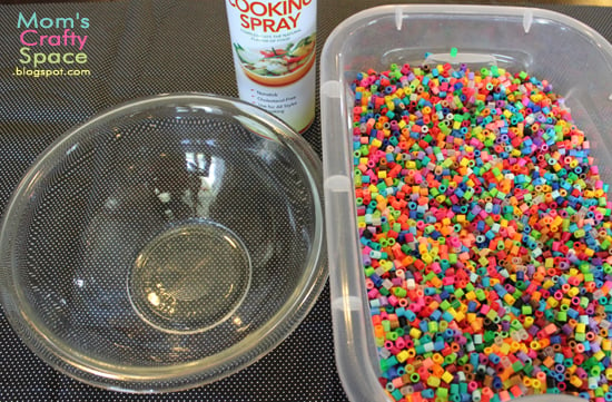 perler beads and supplies for making bowl