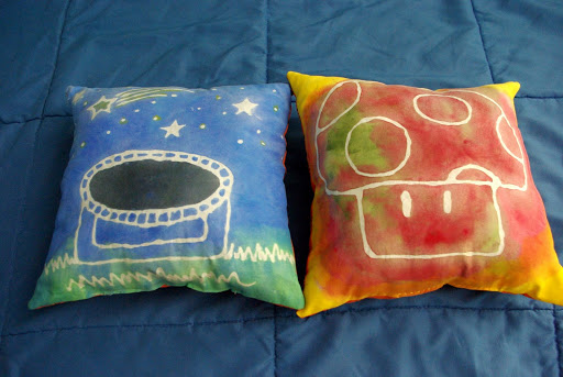kid made pillow cases covering pillows