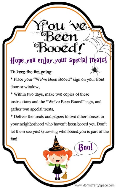 youve been booed printable sheet