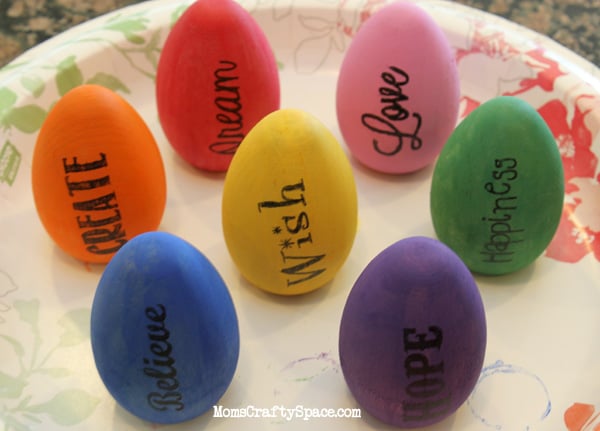 fun bright and colorful easter eggs with fun sayings