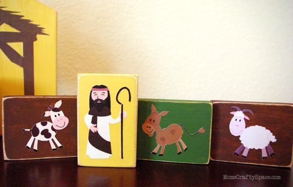 classic christmas bible characters on block set for kids