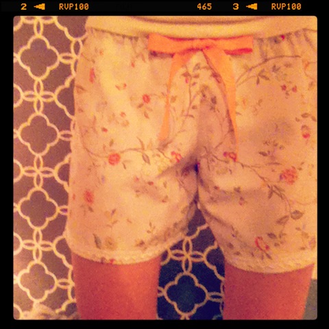 vintage pajama shorts being modeled