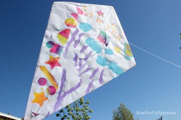 homemade paper kite in the air