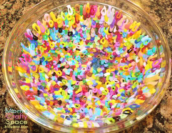 beads after melting still inside of glass bowl