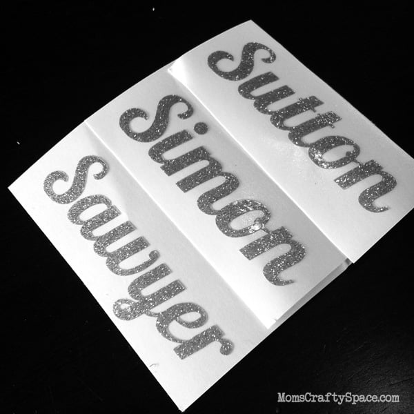sutton simon and sawyer kids names printed in glitter 