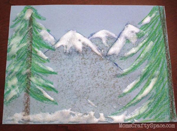 pretty fake snow painting activity for kids