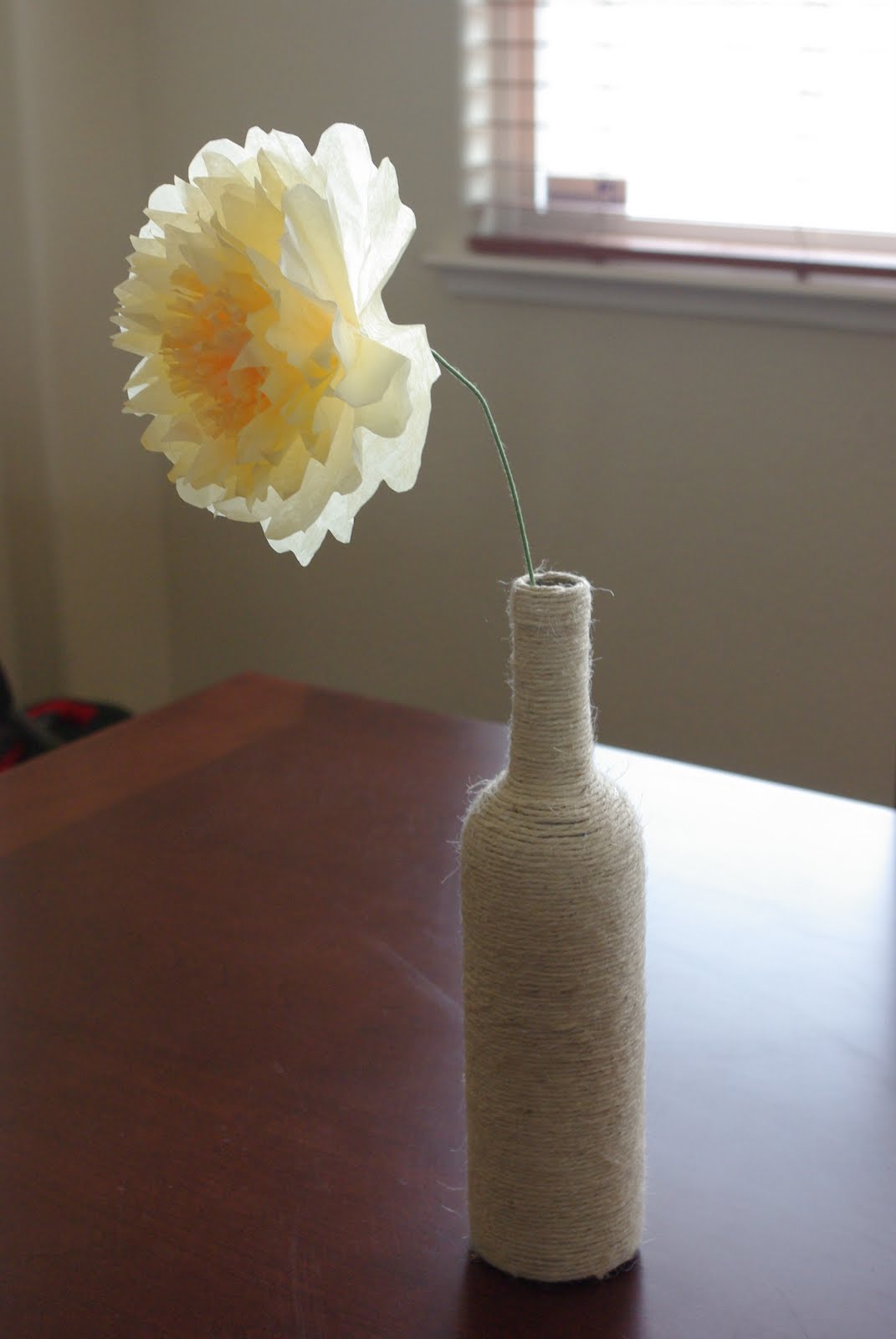 cheery coffee filter flower in vase on table