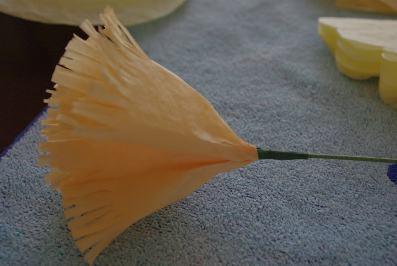 coffee filter attached to floral wire 