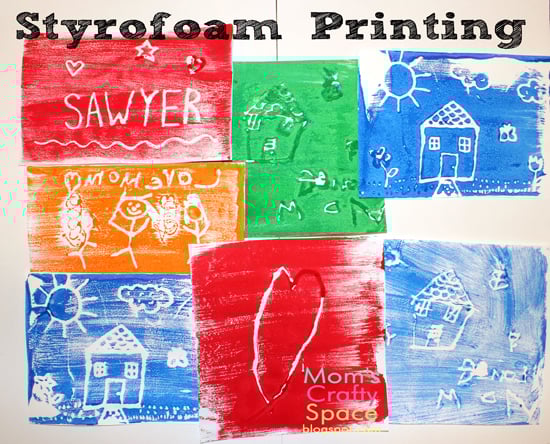 kids art project: styrofoam printing