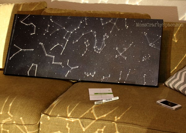 projected constellations on canvas