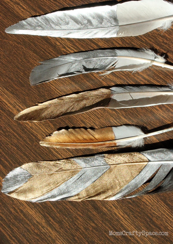 diy metallic feathers for decor