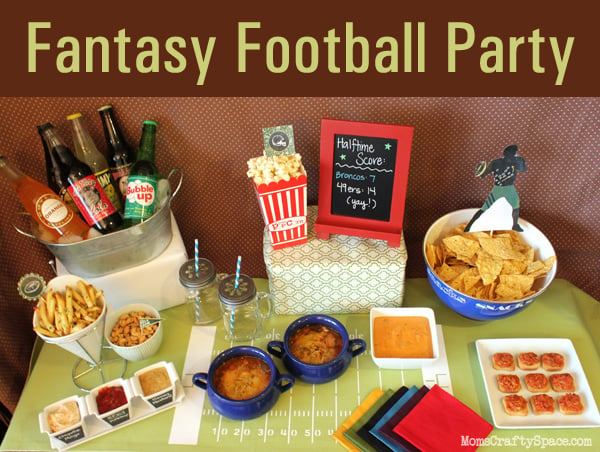 fantasy football party decorated with snacks 
