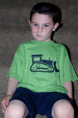 child wearing diy stenciled shirt