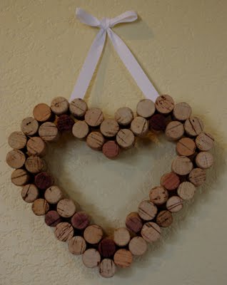 diy heart decoration made from wine corks