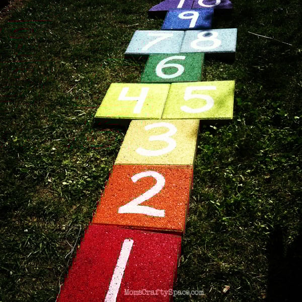 colorful diy paver hopscotch 