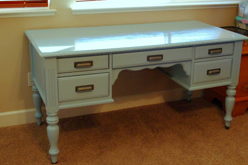 old vintage desk made over and placed in room