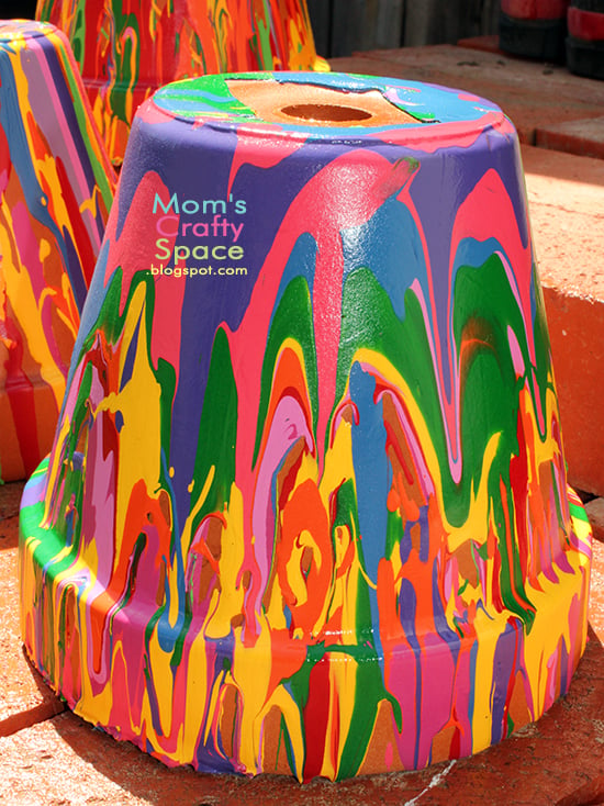 cool wavy textures on colorful pots 