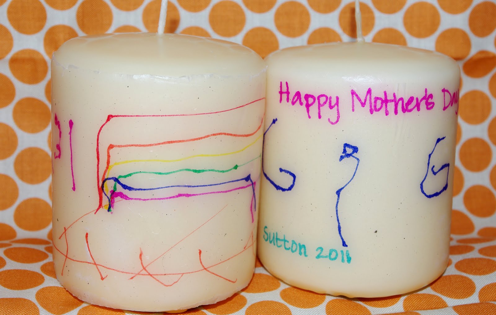 Last Minute Mother's Day Gift: Kids Artwork Candles - Happiness is