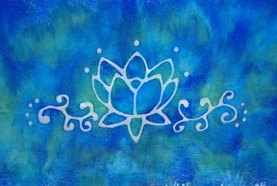 lotus flower on blue shirt 