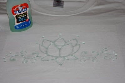 lotus stenciled with glue