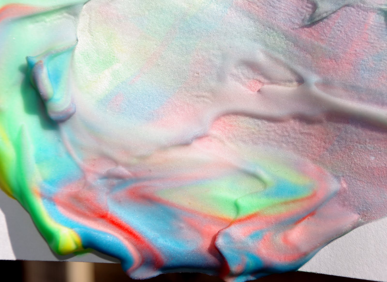 swirly colorful paint made from shaving cream 
