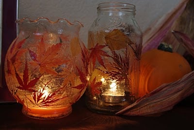 best fall decor ideas : homemade leaf lanterns