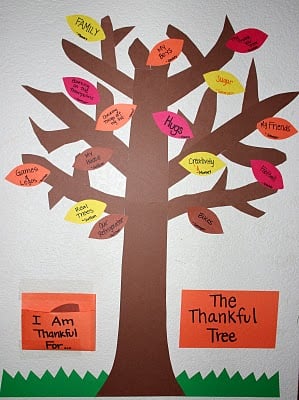 kids craft for fall , thankful tree activity