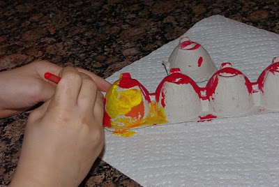 little hands painting egg carton craft for kids